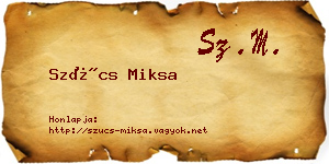 Szűcs Miksa névjegykártya