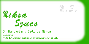 miksa szucs business card